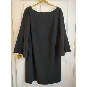 Betsey Johnson Womens Size 16W Flared 3/4 Sleeve Dress Black Mini VBack